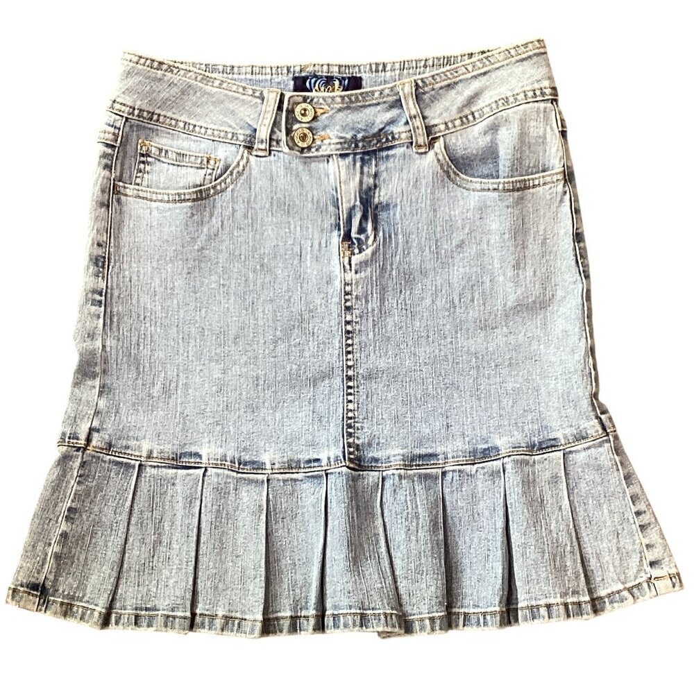 Angels Denim Pleated Skirt Jr Sz‎ 5 Blue #310C